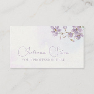 Cartão De Visita Estilo de Aquarela Floral Puro com QR
