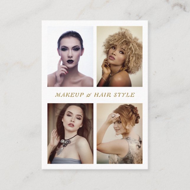 Cartão De Visita Estilo de ativação e cabelo da Colagem de Fotos El (Frente)