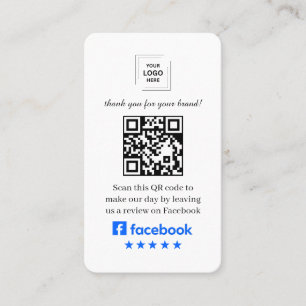 Cartão De Visita Estilo de avaliação do Facebook com código QR para