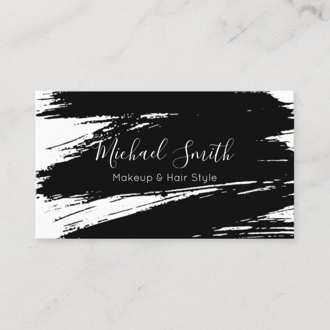 Cartão De Visita Estilo de Cabelo Makeup Estilo de Pincel Preto Mod (Frente)