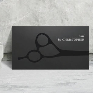 Cartão De Visita Estilo de Cabelo Preto de Tesoura de Cinza Legal M