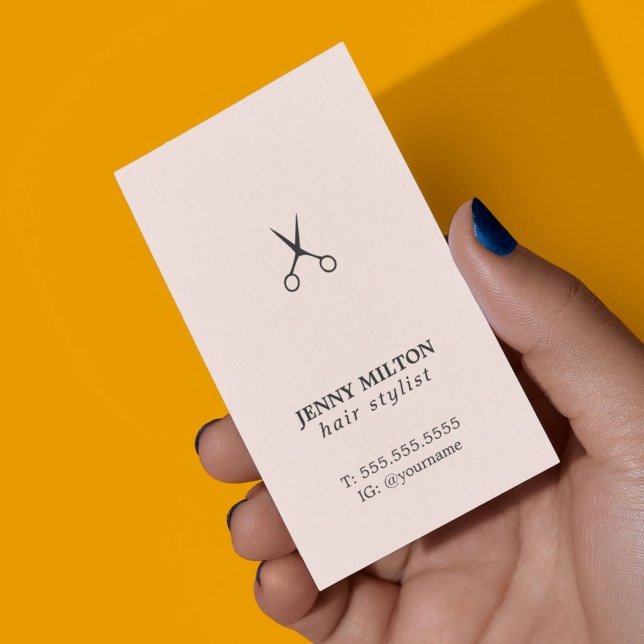 Cartão De Visita Estilo de Cabelo Preto-Preto Elegante Rosa (Criador carregado)