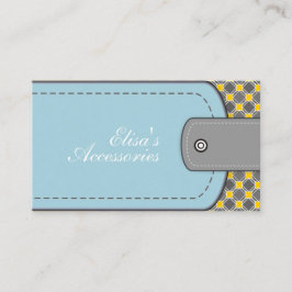 Cartão De Visita Estilo de couro azul e padrão amarelo moderno