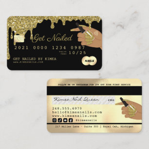 Cartão De Visita Estilo de Crédito Dourado da Glitter de Discagem