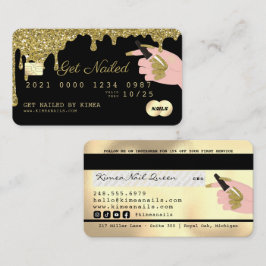 Cartão De Visita Estilo de Crédito Dourado da Glitter de Discagem d
