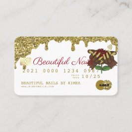 Cartão De Visita Estilo de Crédito Dourado da Glitter de Discagem d