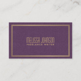 Cartão De Visita Estilo de Deco de Arte de Elegância Simples Roxo/F
