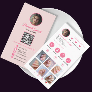 Cartão De Visita Estilo de Instagram Rosa Estilo QR Estilo Estilo d