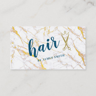 Cartão De Visita Estilo de Ouvido Elegante - Marble Branco