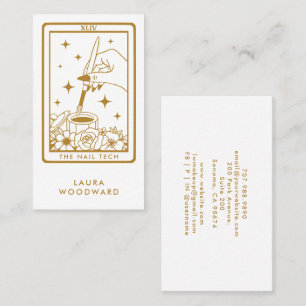 Cartão De Visita Estilo De Tarot Da Tecnologia Nail Dourado Em Bran