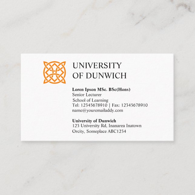 Cartão De Visita Estilo de Universidade v2 (Frente)