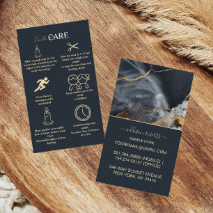 Cartão De Visita Estilo de Vela Clássico Preto Mármore Dourado