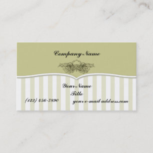 Cartão De Visita Estilo de Vintage Design Floral de Corte Verde com