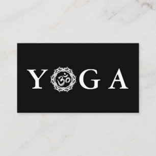 Cartão De Visita Estilo de Vintage do Instrutor Yoga Preto e Branco