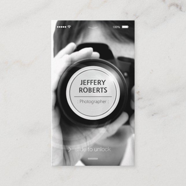 Cartão De Visita Estilo do iOS Creative iPhone - Fotógrafo Moderno (Frente)