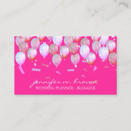 Cartão De Visita Estilo do Partido Voador Clássico de Confetti Rosa