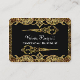 Cartão De Visita Estilo dobro do profissional das tesouras de