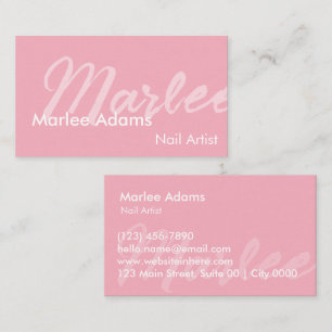 Cartão De Visita Estilo Feminino Suave Artista de Unhas Rosa Modern