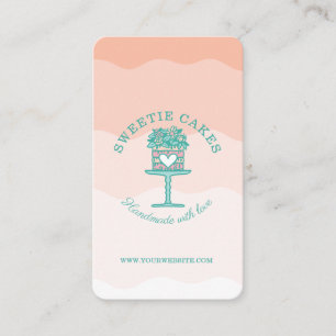 Cartão De Visita Estilo Floral Bolo de padaria e logotipo cor-de-ro