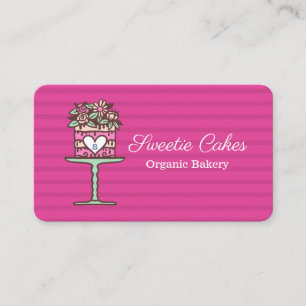 Cartão De Visita Estilo Floral Bolo e Logotipo de Suporte Brilhante