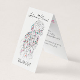 Cartão De Visita Estilo Floral de Cabelo Branco Branco Branco Moder