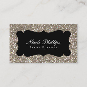 Cartão de Visita Estilo Glam Glitter Dourado e Pre