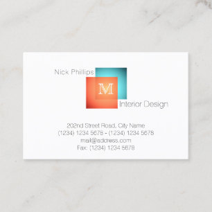 Cartão De Visita Estilo mínimo elegante moderno com monograma