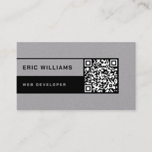 Cartão De Visita Estilo mínimo futurístico com código QR
