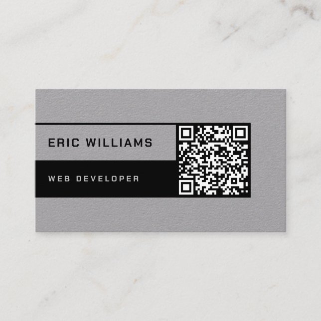 Cartão De Visita Estilo mínimo futurístico com código QR (Frente)