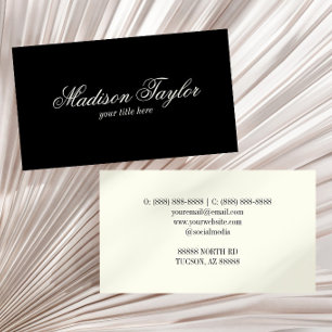 Cartão De Visita Estilo Personalizado de Marfim Preto Vintage Old M