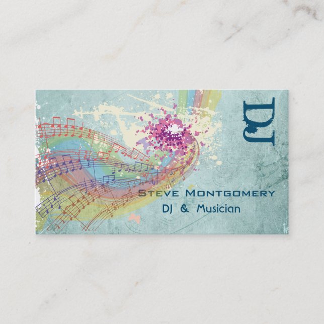 Cartão De Visita Estilo Retro Dj e Músico (Frente)