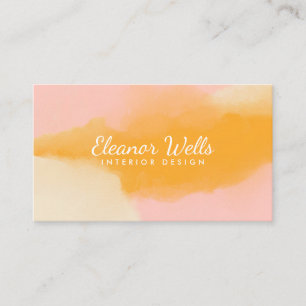Cartão De Visita Estilo Rosa Amarelo Abstrato Aquarela Personalizad
