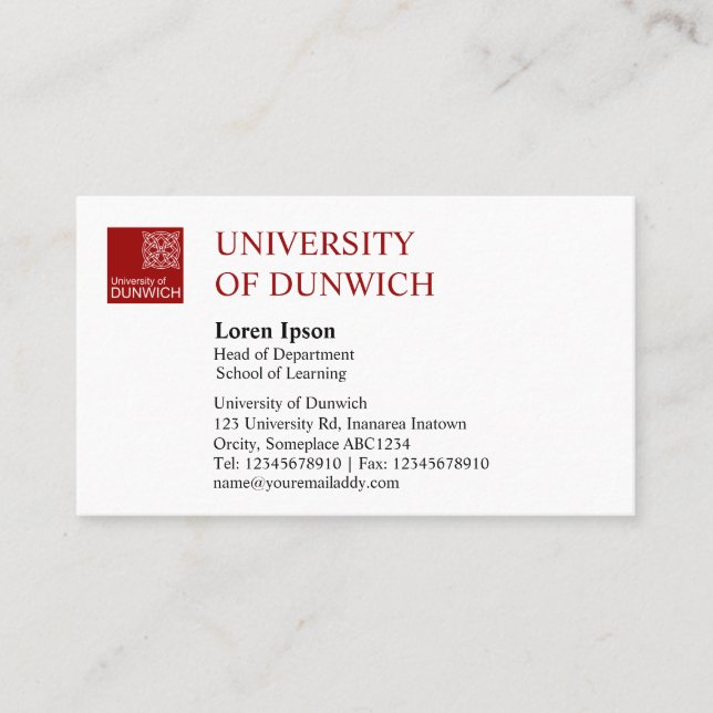 Cartão De Visita Estilo Universitário - Maroon (Frente)