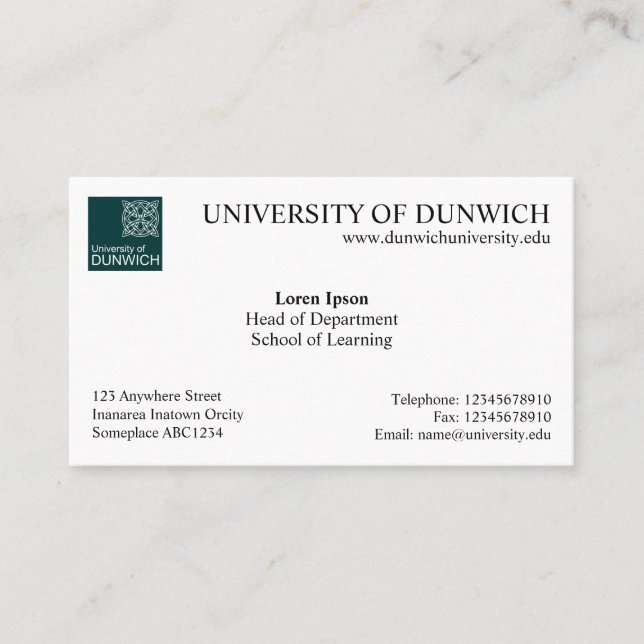 Cartão De Visita Estilo v4 da universidade (Frente)