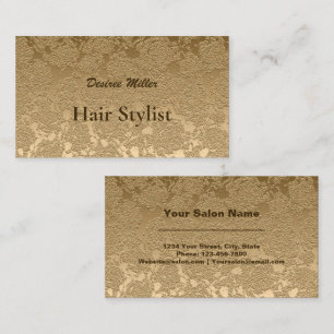 Cartão De Visita Estilos De Cabelo Floral Moderno, Dourado, Metálic