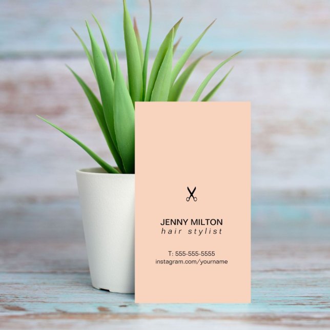 Cartão De Visita Estilos de Cabelo Rosa preto Elegante Simples (Criador carregado)