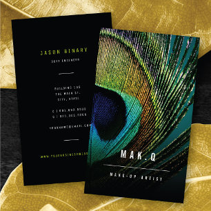 Cartão De Visita Estiloso Artista de Maquiagem Fotográfico com Pena