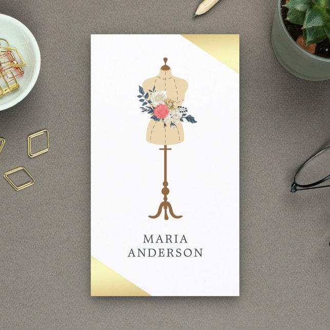 Cartão De Visita Estímulo Floral Retro Forma Mannequin Fashion Styl (Criador carregado)