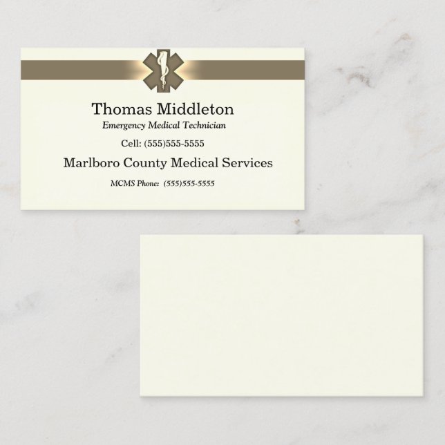 Cartão De Visita Estrela bege da vida útil EMS/Cartão de contato EM (Frente/Verso)