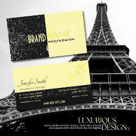 Cartão De Visita Estrelas brilhantes amarelas amarelas-chic pretas 