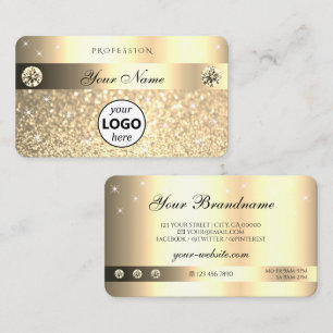 Cartão De Visita Estrelas Brilhantes com Glitter Dourado Glamouroso