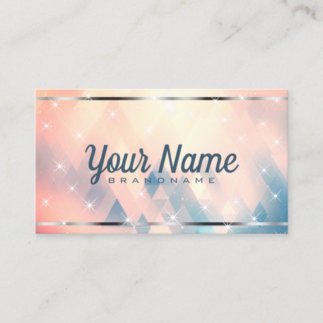 Cartão De Visita Estrelas Brilhantes de Triângulo Rosa de Luxo (Frente)