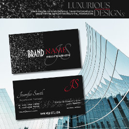 Cartão De Visita Estrelas brilhantes e monogramas negras brilhantes