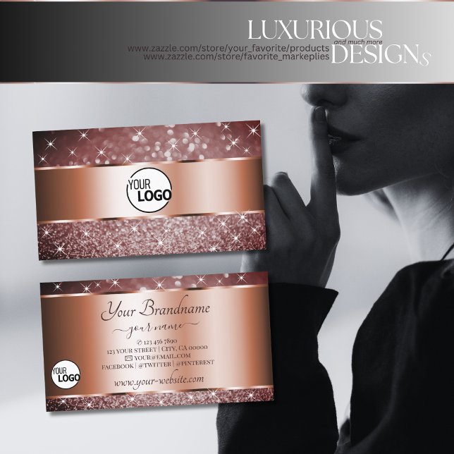 Cartão De Visita Estrelas brilhantes elegantes adicionam Rosa de lo (Criador carregado)