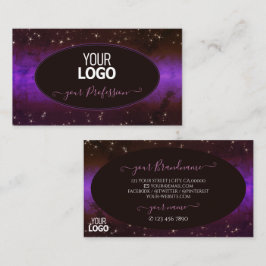Cartão De Visita Estrelas brilhantes roxas escuras da galáxia da ga