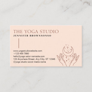 Cartão De Visita Estrelas cor-de-rosa que cicatrizam as mãos da lua