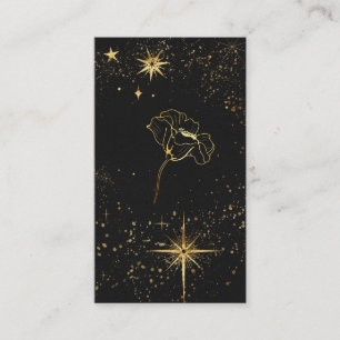 Cartão De Visita *~* Estrelas Cósmicas Douradas Pretas Flor Místi