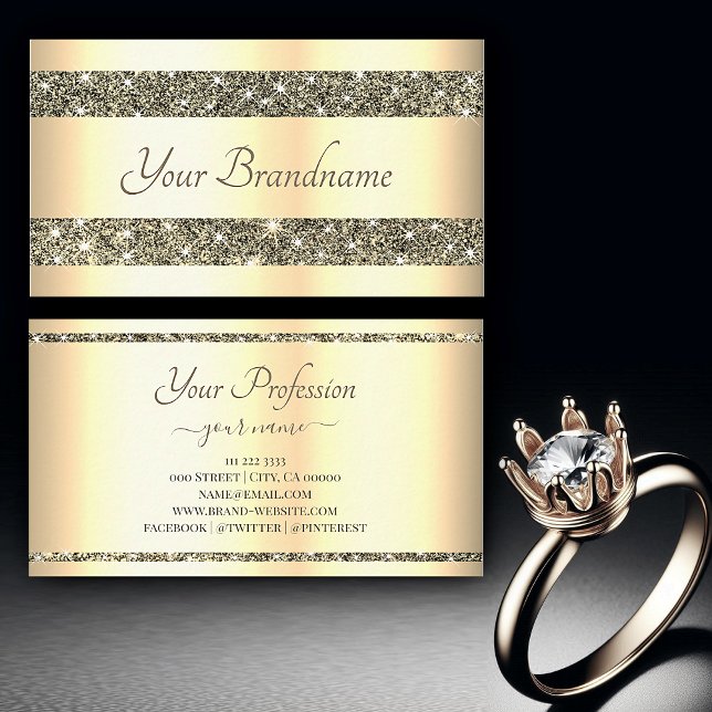 Cartão De Visita Estrelas de brilho do Ouro de efeito Dourado luxuo (Criador carregado)