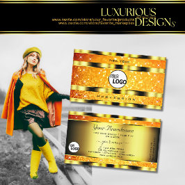 Cartão De Visita Estrelas de cintilação laranja Douradas e embaçada