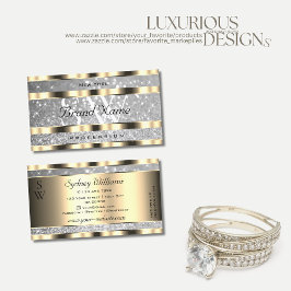 Cartão De Visita Estrelas de cinza prateadas Douradas luxuosas disp